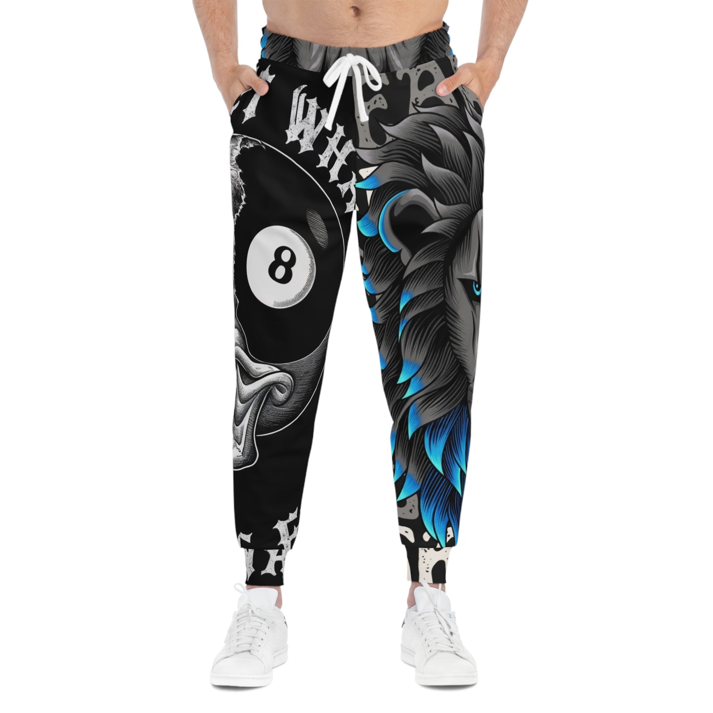 Bold Graphic Athletic Joggers - Lion & Skull Design for Active Lifestyle