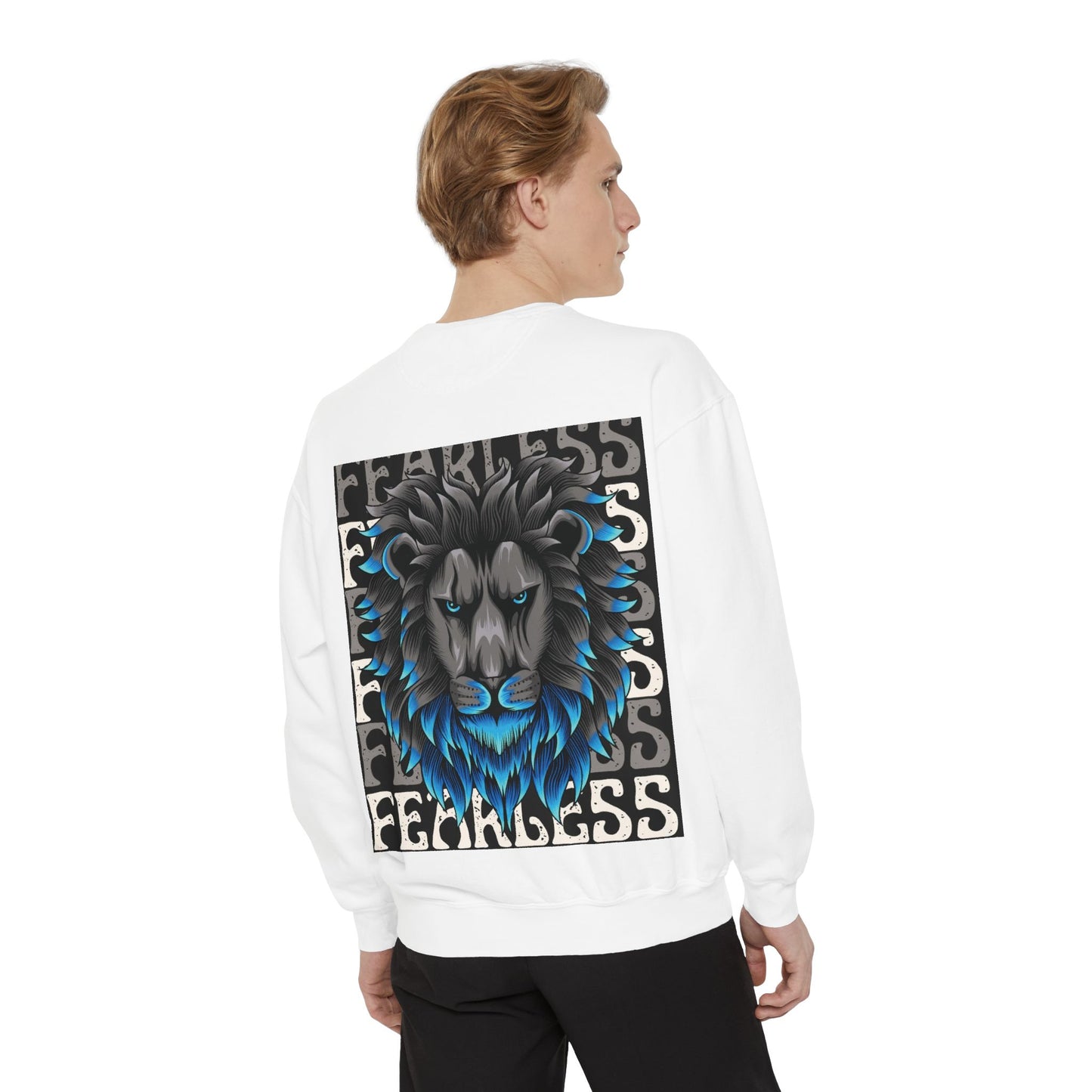 Fearless Lion Unisex Garment-Dyed Sweatshirt | Bold Graphic Apparel for Animal Lovers