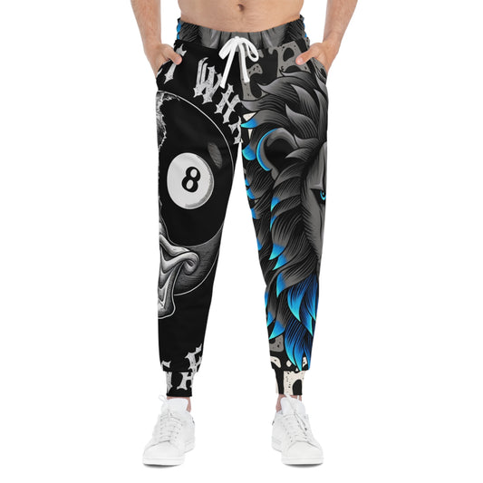 Bold Graphic Athletic Joggers - Lion & Skull Design for Active Lifestyle