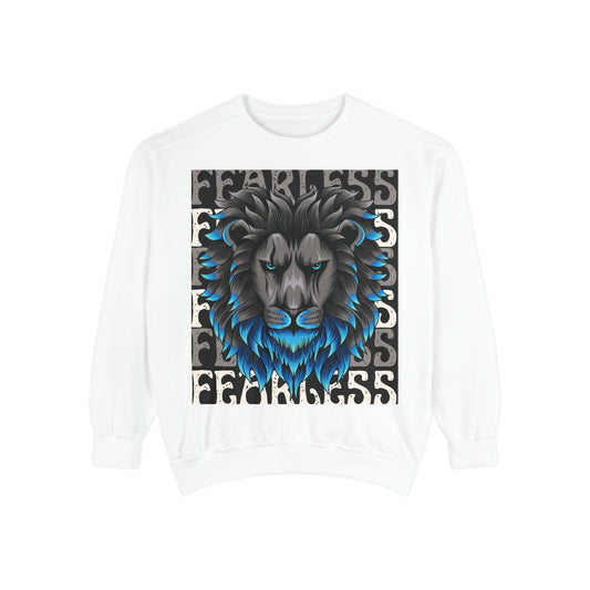 Fearless Lion Unisex Garment-Dyed Sweatshirt | Bold Graphic Apparel for Animal Lovers