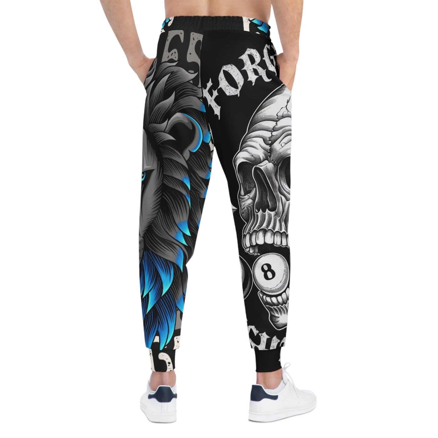 Bold Graphic Athletic Joggers - Lion & Skull Design for Active Lifestyle