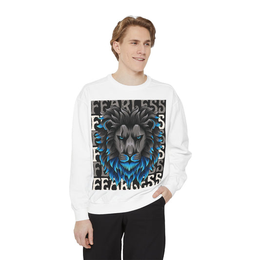 Fearless Lion Unisex Garment-Dyed Sweatshirt | Bold Graphic Apparel for Animal Lovers