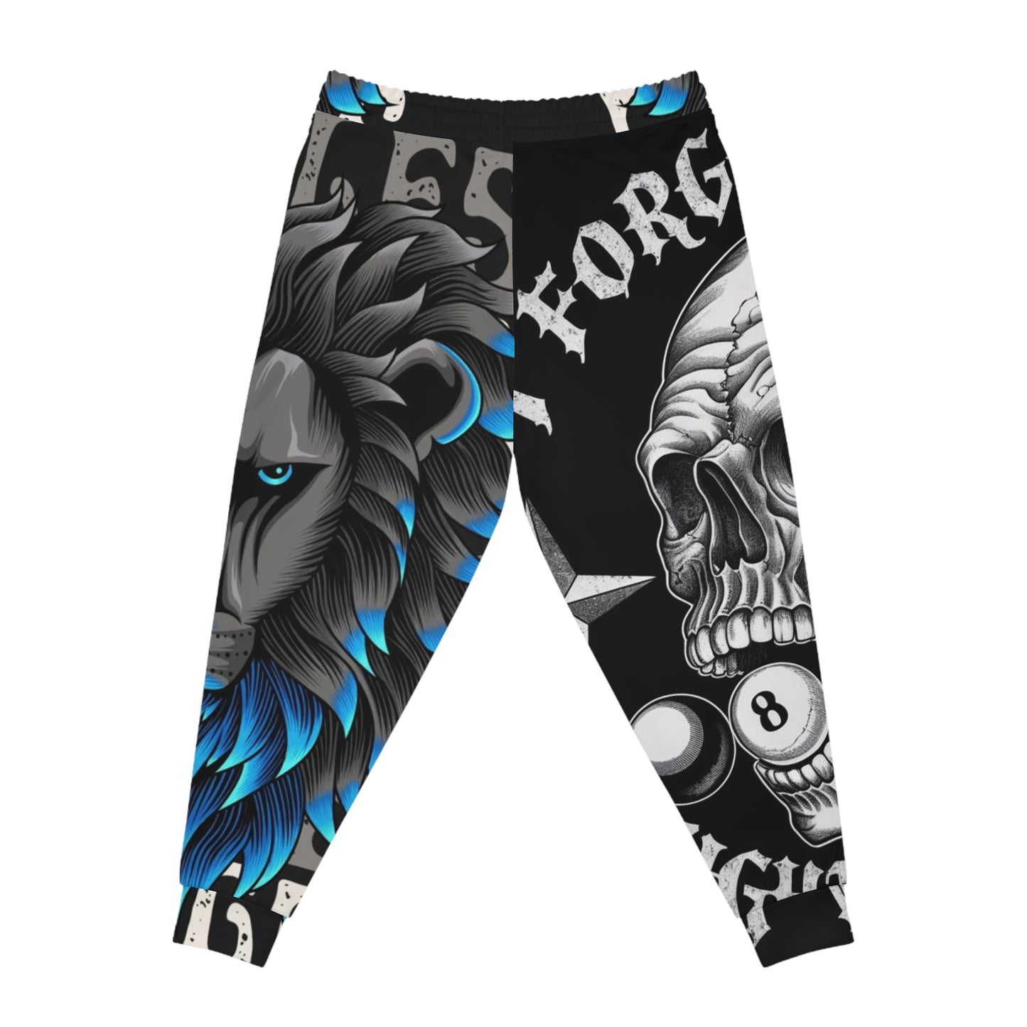 Bold Graphic Athletic Joggers - Lion & Skull Design for Active Lifestyle
