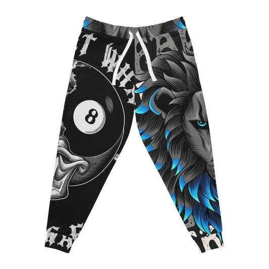 Bold Graphic Athletic Joggers - Lion & Skull Design for Active Lifestyle